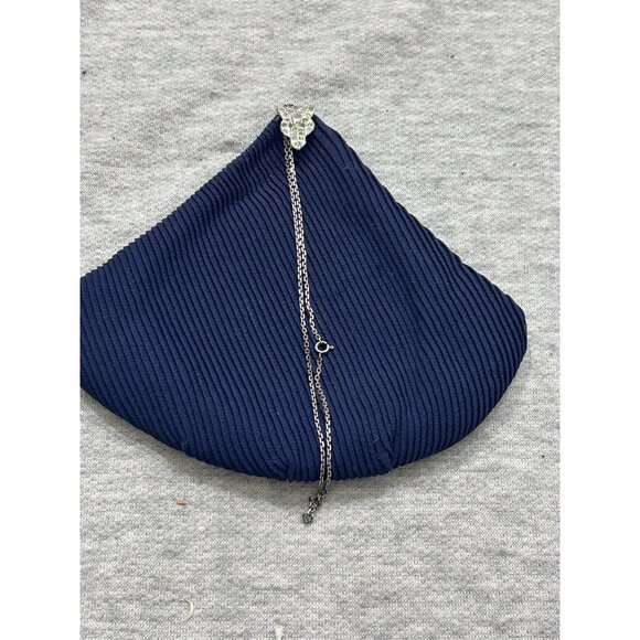 Vintage Women's Purse Clutch Metal Chain Navy Blue - Picture 1 of 5